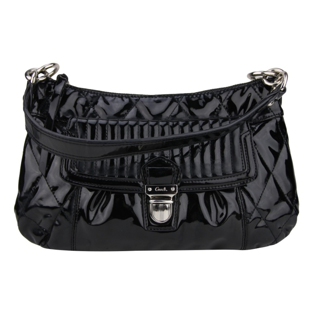 Coach liquid Gloss Black Poppy Quilted Shoulder Bag - Picture 9 of 11